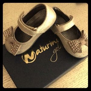 Naturino Glitter Gold Toddler Girl Mary Janes